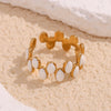 316L Stainless Steel Enamel Double Row Oval Open Ring Gold Plated Jewelry For Women Everyday Wear - Image 4