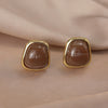 Vintage Korean Style Maillard Brown Ear Clips Women's Coffee Irregular Geometric Clip Earrings Without Ears Hole - Image 11