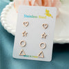 4Pairs Geometric Stainless Steel Heart Star Earring Moon Cross Ear Jewelry Set Girls Simple Classic Earrings Gifts Accessories - Image 20