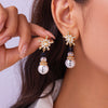 Christmas Snowman Imitation Pearl Drop Earrings for Women Shiny Rhinestone Snowflake Dangle Earring Year Jewelry - Image 3