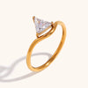 La. Muses Sparkling Water Drop Shaped Cubic Zirconia Stainless Steel Women's Ring Gold Plated Jewelry Gift - Image 9