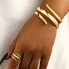 Stainless Steel Water Drop Bangle Ring Set for Women Geometric Teardrop Open WristCuff Irregular Twisted Bracelet Jewelry - Image 1