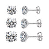 Three-Pair Cubic Zirconia Stud Earring Set in Multiple Metal-Tone Options - Image 7