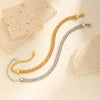 Stainless Steel Double Row Olive Bead White Zircon Bracelet for Women,Gold Color Tennis Chain Bracelets,Classic Jewelry Gifts - Image 3