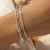 6Pcs Silver Plated Rhinestone Bracelets for Women Elegant Multi Layer Chain Jewelry Set - Image 4