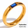 Gold Plated Shiny 12 Colors Birthstone Ring Stainless Steel Gold Plated Zircon Rings Zodiac ConstellationFor Women - Image 10