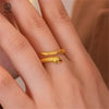 Sand Gold Adjustable Ring Matte Wide Band Openable Fade Resistant Unisex Couple Jewelry Minimalist Gift - Image 11