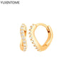 Silver Needle Double Circle Zirconia Earrings For Women Minimalism Vintage Geometry Hoop Earrings Jewelry - Image 19