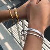 Versatile Stainless Steel Two Color Smooth Circle Bracelet Bangle Set For Women Jewelry Daily Wear - Image 1