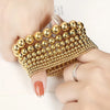 Jewelry Gold Plated Metal Ball Smooth Diameter 3/4/6/8mm Elastic Stainless Steel Bracelet - Image 2