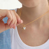 Heart Water Drop and Oval Stone Pendant Necklace in Gold Tone - Image 4