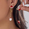 Moving Santa Claus Tassel Dangle Earrings for Women Santa Christmas Tree Asymmetric Long Chain Earrings Jewelry Gift - Image 1