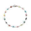 Stainless Steel Bracelets Round Evil Eye Enamel Jewelry Silver Color Hand Turkish Jewelry Bangle Boho Women Bracelet 19.5cm long - Image 5