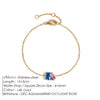 Simple Colored Zirconia Charm Bracelet Women's Oval Stainless Steel Bangle Jewelry - Image 8