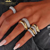 Iced Out Stack Chain Ring Gold Color Micro Paved CZ Engagement Band Multi Piece Stacking Finger Jewelry - Image 5