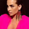 Luxury Crystal Tassel Earrings Summer Accessories for Women Statement Dangle Colorful Rhinestone Earrings Stud Party Jewelry