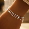 Sparking Silver Chain Bracelets For Women Elegant Three Layer Geometric Bead Bracelet Party Wedding Jewelry - Image 8