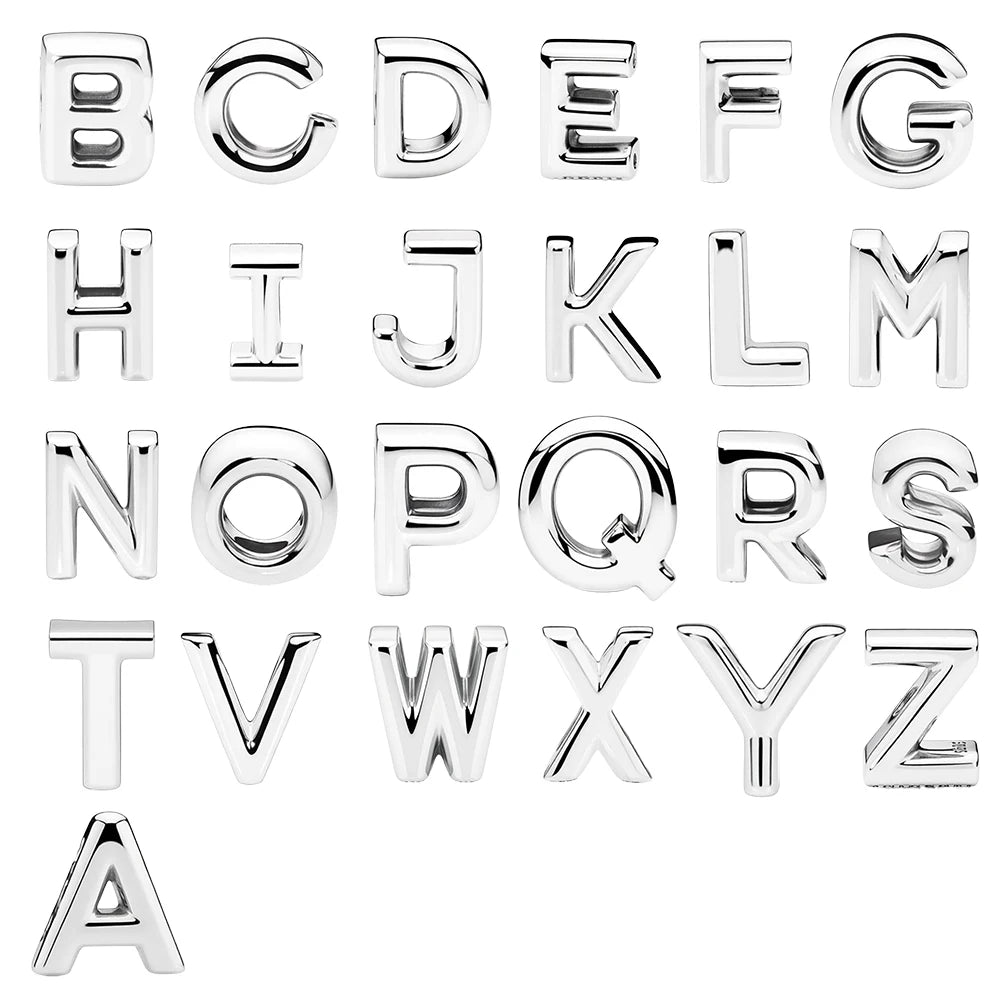Silver Charms Beads A-Z Letters Virgo Aries Fit Pan Bracelets Necklaces Jewelry For Women - Image 1