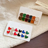 12 Pcs Multi-color Dripping Oil Square Heart Stud Earrings for Women Cute Small Irregular Ear Studs Daily Dating Jewelry Sets F - Image 3