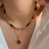 Sun Star Zircon Necklace for Women Vintage Leather Necklace Double Layered Pendant Chain Choker Jewelry - Image 2