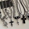 Punk Rock Black Heart Cross Pendant Chain Necklace For Men Women Cool Hip Hop Street Vintage 90s Y2K Grunge Goth Accessories - Image 2