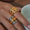 Ars Stainless Steel Chunky Dome Rings Gold Plated Wide Band Ring for Women Statement Two Tone Rings Minimalist Accessories - Image 3
