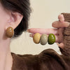 Semi-Circle Acrylic Resin Stud Earrings For Women Vintage Earring Jewelry Accessories Party Gifts - Image 1