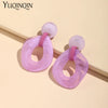Colourful Big Round Drop Earrings For Women Statement Long Resin Geometric Earrings Korean Simple Jewelry - Image 3
