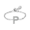 Silver 26 English Letters Adjustable Chain Finger Rings For Women Wedding Anniversary Jewelry - Image 14