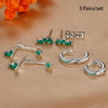 Three-Pair Huggie Hoop Earring Set with Color and Stone Variations - Image 24