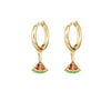 Fruit Charm Huggie Earrings with Colorful Stone Accents - Image 9