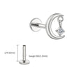 Titanium 16G CZ Moon Cartilage Earring Tiny Crescent Moon CZ Dangle Helix Tragus Conch Stud Ear Piercing - Image 9