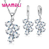 Anniversary Gift For Women Silver Color Jewelry Sets Cubic Zirconia Pendants Necklaces Charm Hoop Earrings - Image 7