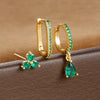 3PCS Water Drop Huggie Hoop Earrings Set for Women Three-petal Flower Stud Earrings Prevent Allergy Piercing Jewelry - Image 2