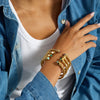 Yori Stone Blue Turquoise Stainless Steel Ribbed Bracelet Gold Plated Gift Gold Pvd Plated Jewelry - Image 1