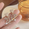Crystal Hollow Animal Rabbit Drop Earrings for Women Cute Imitation Pearl Heart Dangle Earrings Party Jewelry Girls Gift - Image 2
