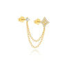 1PC Horse Eye Octagonal Star Moon Blue Zircon Tassel Chain Earring For Women Silver Classic Earring - Image 7