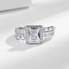 Full Diamond Zircon Sugar Cube Adjustable Silver Ring Light Jewelry - Image 2