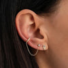 1pc Silver Shimmering Clear CZ Zircon Ear Cuff With Chain Tassel Stud For Women Gift Cartilage Clip Earrings - Image 4