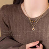 Sun Star Zircon Necklace for Women Vintage Leather Necklace Double Layered Pendant Chain Choker Jewelry - Image 4