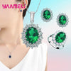Silver Plated Women Wedding Engagement Jewelry Sets Princess Oval Zircon Crystal Necklace Earrings Ring - Image 9