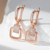 Rose Gold Color Glossy Metal Square Long Earring for Women Shiny Zircon Accessories Daily Jewelry - Image 3