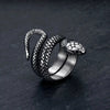 Gothic Punk Scale Serpentine Ring Stainless Steel Gold Silver Two Color Ring For Men Women Street Personality Jewelry - Image 2