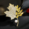 Colored Zircon Maple Leaf Shell Brooches Atmospheric Elegance Freshwater Pearl Leaf Pin Woman's Broche Accessories - Image 16