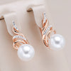 Geometry Pearl Drop Earrings for Women Rose Gold Silver Color Mix Zircon Boho Ethnic Wedding Jewelry - Image 3
