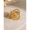 Stainless Steel Jewelry Minimalist Metal Golden Pvd Plated Opening Ring for Women Pour Party Gift - Image 5