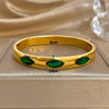 Shiny Colorful Zircon Smooth Cuff Bangle Bracelet for Women Gold Plated Stainless Steel Wide Bracelets Jewelry Gifts - Image 6