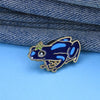 Dark Blue Frog Enamel Lapel Pin, Cute Amphibian Cartoon Metal Brooch Badge, Tiny Flower Head Punk Decor for Jackets - Image 3