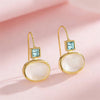 Elegant Round Dangle Earrings Pink Stone Gold Color Earrings Women Jewelry - Image 4
