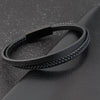 Simple Style Men's Black Leather Bracelet Classic Stainless Steel Insert Double-layer Braid Bangles For Men Friend Gift - Image 7